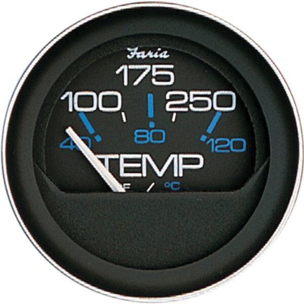 Faria Beede Instruments Faria 13004 Coral Water Temperature Gauge (100-250 DegreeF) - 2", Black 13004 - main